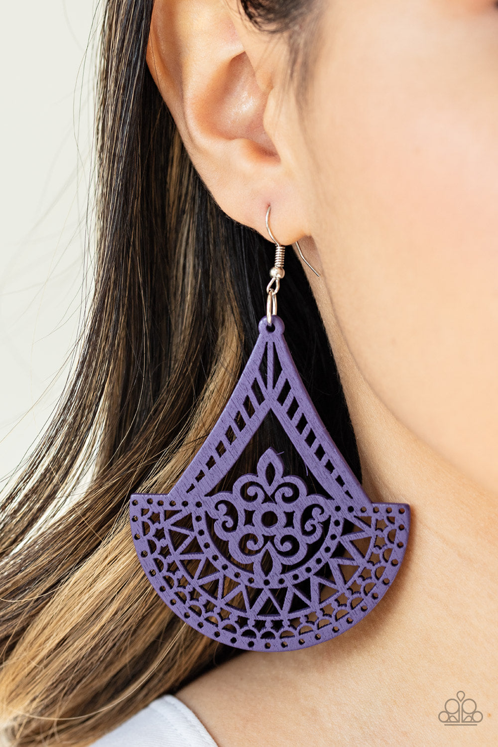 Tiki Sunrise - Purple - Earrings - Paparazzi Accessories